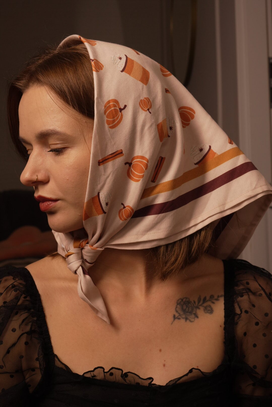 APASZKA Z BAWEŁNY "DYNIA" - obrazek 2