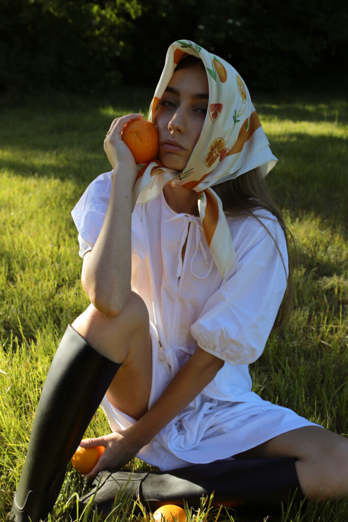 APASZKA BAMBUSOWA  "Pomarańcze"